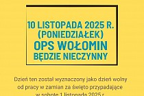 plakat informujący o zamknięciu OPS 10 listopada 2025